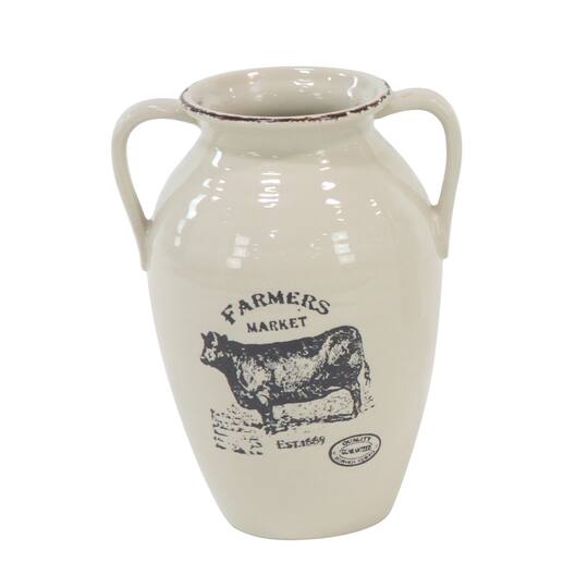 Set of 3 White Porcelain Farmhouse Vase, 8" x 10"